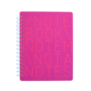 ACRYLIC COVER NOTEBOOK FUCSIA PINK NOTES NOTA NOTEM WHITE METALLIC BINDING INTERIOR DOTTED MAKE 2D