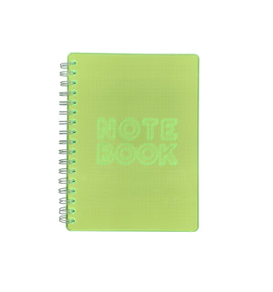 ACRYLIC COVER NOTEBOOK NEON GREEN WHITE METALLIC BINDING INTERIOR DOTTED MAKE 2D