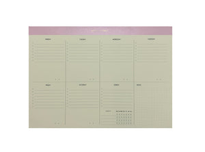54-WEEK PRODUCTIVITY PLANNER.  THERE’S SPACE TO PLAN YOUR MEETINGS DAY BY DAY IN A WEEKLY BASIS, WRITE TO-DOS,  TRACK HABITS AND EXTRA SPACE FOR NOTES.  GOLD FOILED COVER DETAIL, CARDBOARD COVER COLOR LIGHT PINK ROSE, PAPER IVORY-COLORED 90 GMS, ACID FREE PAPER MADE IN COLOMBIA BY MAKE2D