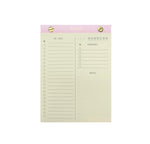 TO-DO LIST NOTEPAD GOLD FOILED COVER DETAIL, CARDBOARD COVER COLOR BLACK, TO-DO’S PRIORITIES NOTES INTERIOR PAPER IVORY-COLORED 90 GMS, ACID FREE PAPER, GOLD SCREWS WITH PRE-PERFORATED DETACHABLE SHEETS MADE IN COLOMBIA BY MAKE2D